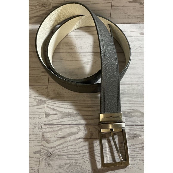 Pebble Beach Genuine Leather Gray/White Reversible Belt Men's Size 36" NNT - Picture 1 of 5
